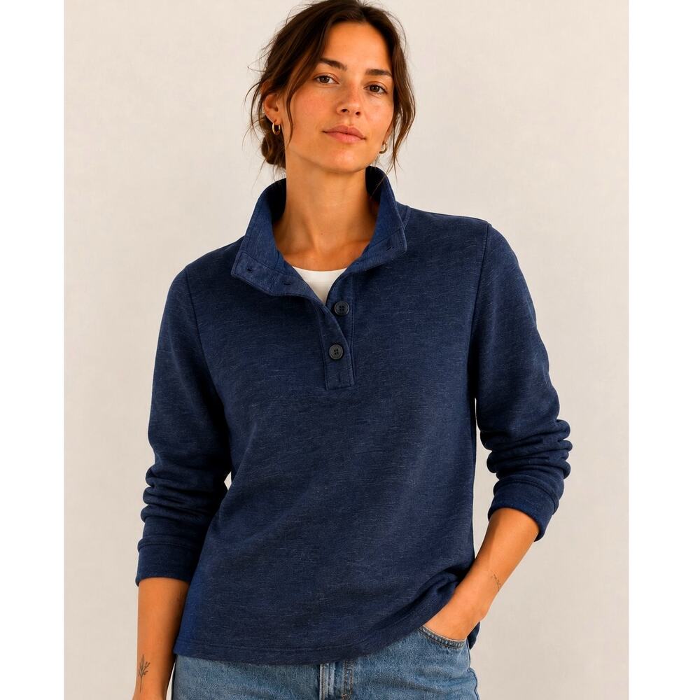 Seasalt Cornwall Navy Pull-Over Fisherman Sweater Coastal Prep Nautical-M/US 6